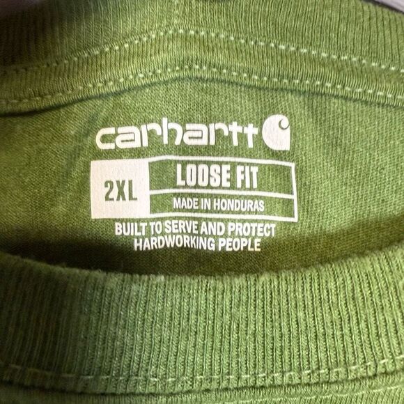 Carhartt Men's Size 2XL XXL Loose Fit Long Sleeve Crewneck T-Shirt Green Casual - Picture 4 of 7